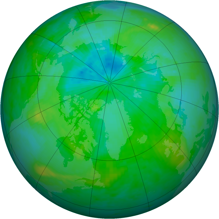 Arctic ozone map for 25 August 1985